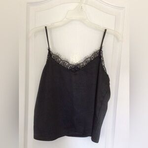 Womens black lace trimmed camisole. 100% poly Size S. Excellent condition.